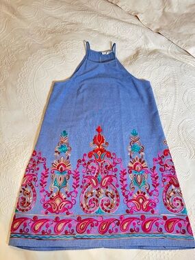 Entro Dress Boho Embroidery Colorful Stitch Cotton Cotton Size M